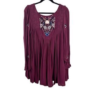 Free People Boho Mini Dress - Long Sleeve, Flowy